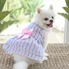 Vestido de rayas verticales azul y rosa estilo 230