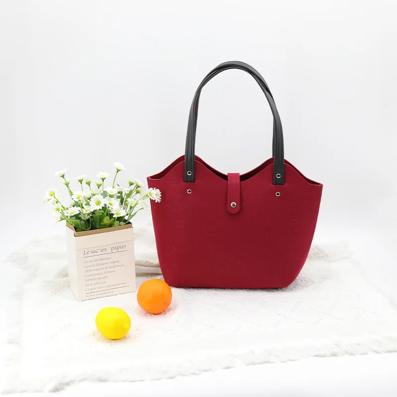 2025 New Large Capacity Felt Fabric Travel Shopping Bag Wool Woman Tote Storage Bags for Gift