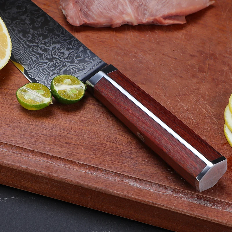 Cuchillo De Chef Damasco 8 Inch Professional Forged Handmade Damascus Steel Kitchen Chef Knife With Rosewood Handle