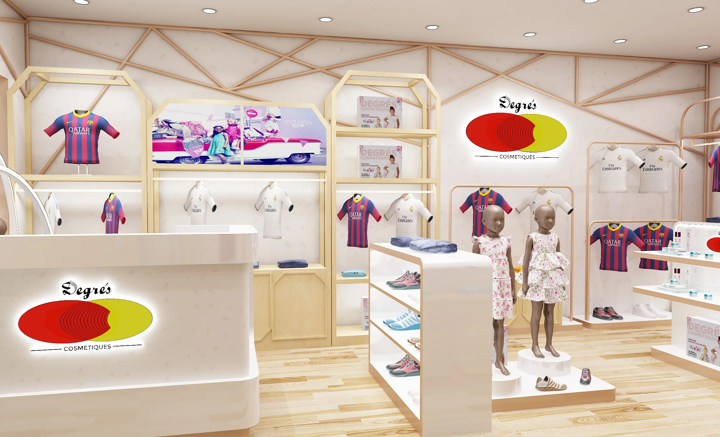 Витрина магазина детских товаров настенная витрина для одежды дизайн детской одежды магазин