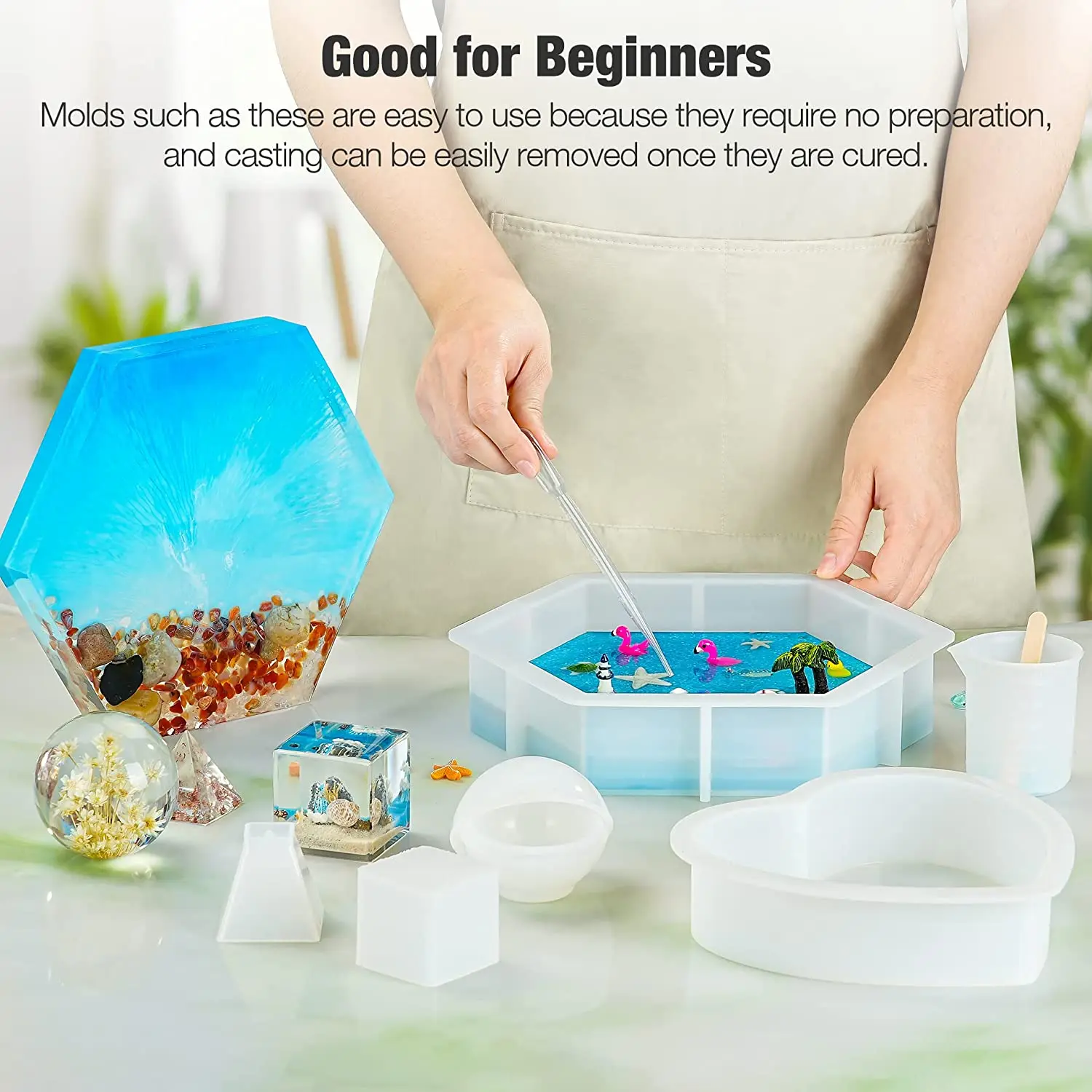 8 In 1 Large Resin Molds Silicone Kit For Epoxy Resin Flowers