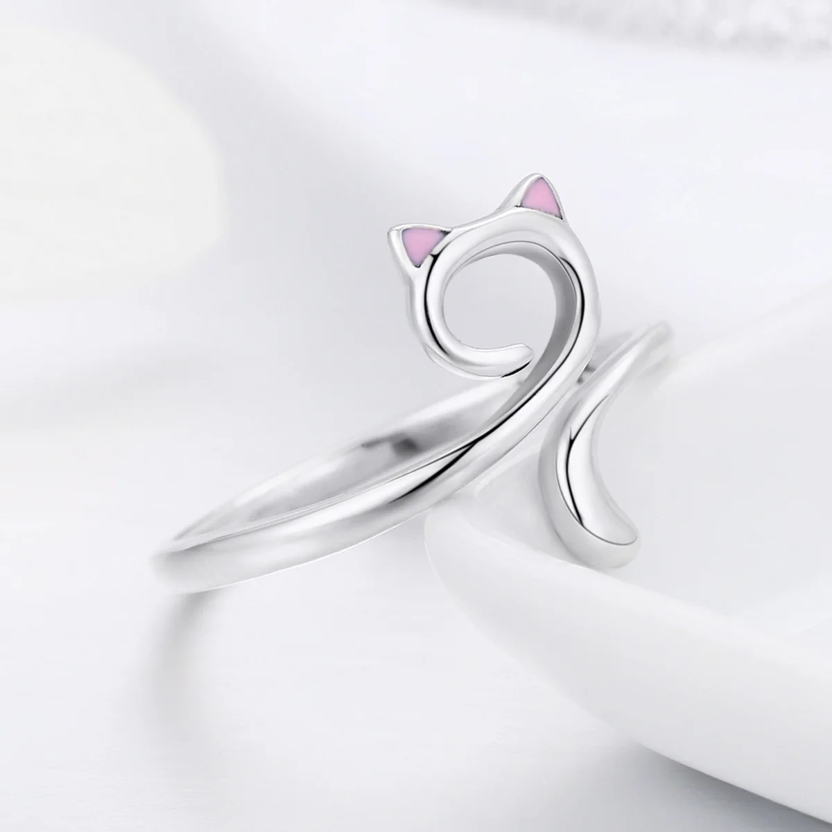 Hot Sale Authentic 925 Sterling Silver Cute Cat Nail Pussy Open Size Finger Ring for Women Party Ring Jewelry SCR341