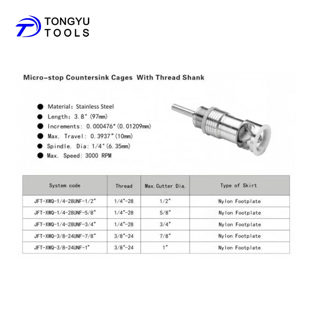 100 Degree High Speed Steel Threaded Shank Micro Stop Countersink