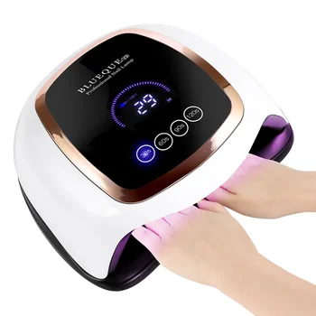 168W UV LED Dual Light Source Smart LCD Touch Screen Beads Nail Lamp Quick Drying Portable Light Therapy Machine for Home Use