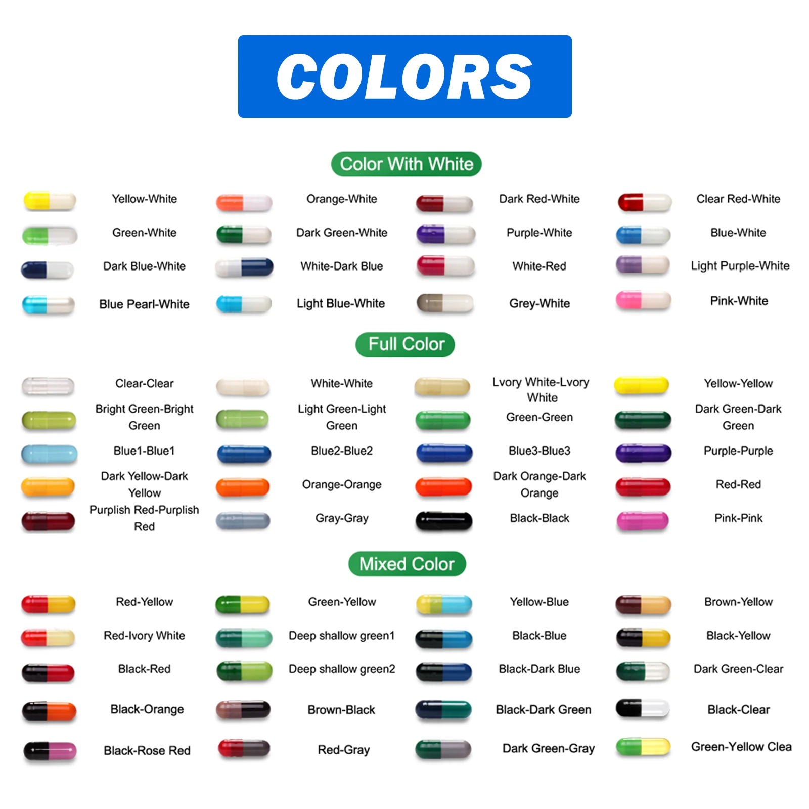 Capsulcn Size 00 0 Separated Capsule Mix Of Blue And Transparent