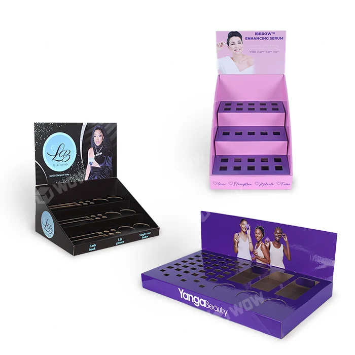Cardboard Corrugated Countertop Cosmetic Display Units-Customized Size Color ISO9001 Certified Small Product Display Stand Desk