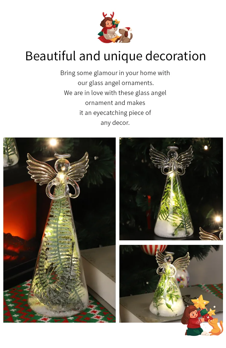 New product ideas led color changing hand blown glass angel products wholesale Angel Vase Glass Terrarium Home Decor details