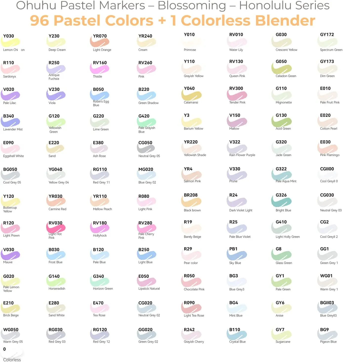  Ohuhu Pastel Markers Alcohol Based -96 Pastel Colors Of  Sweetness & Blossoming