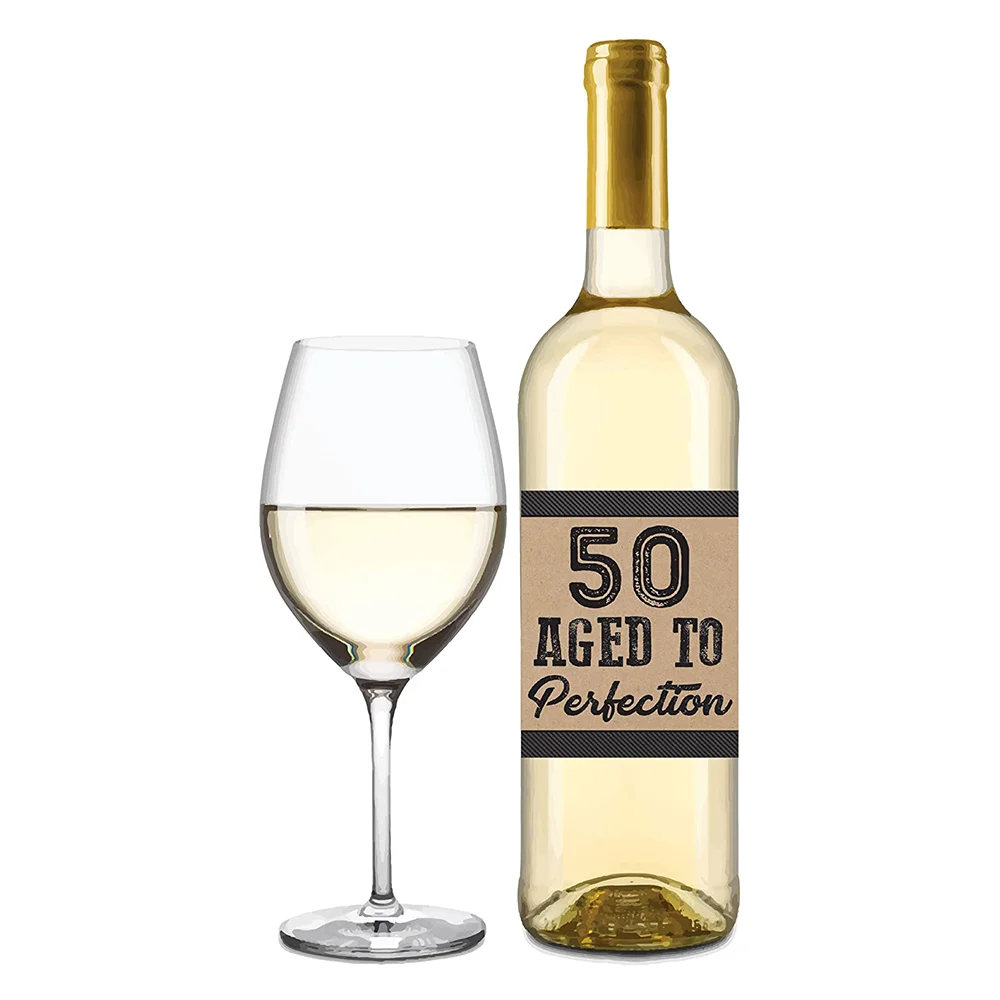 Birthday Wine or Beer Bottle Labels Stickers Present Bday Milestone Gifts for Him Man Cheers to 50 Years Party Decorations