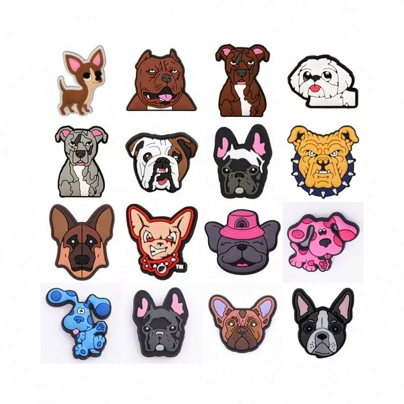 2025 Popular Dog Charm New Design Dog Head Shoe Charm for Clog Clip  Wholesale Shar Pei Clog Charms for Shoe Accessories