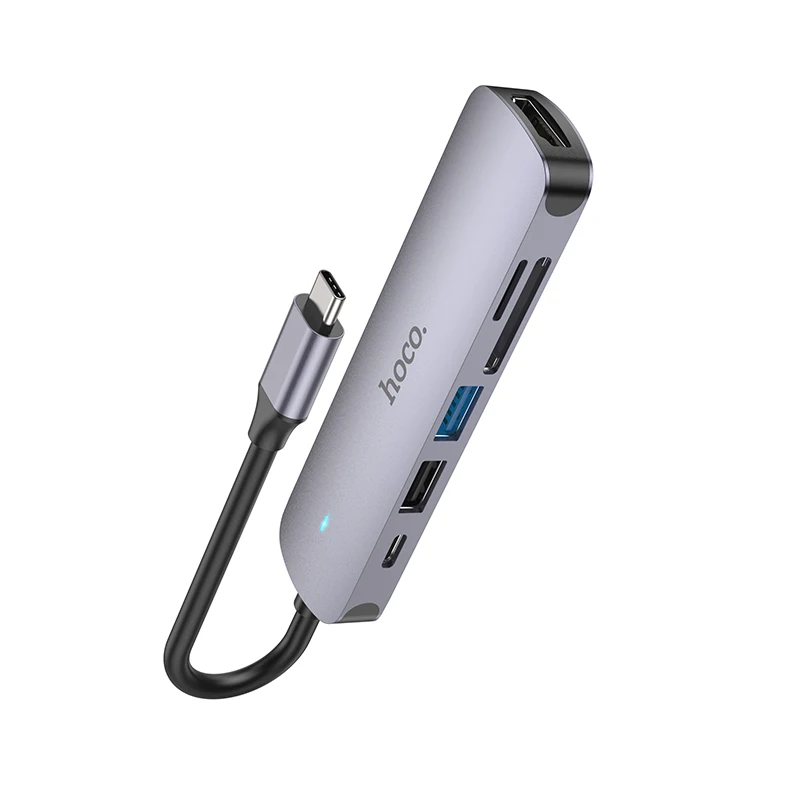 HOCO 6 in 1 HUB HB28 Type-C Multi-Function Converter(HDTV+USB3.0+USB2.0+SD+TF+PD)