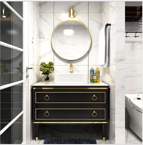Modern European Style Water Resistant  Lacquer Painting Modern Bathroom Cabinet  Vanity