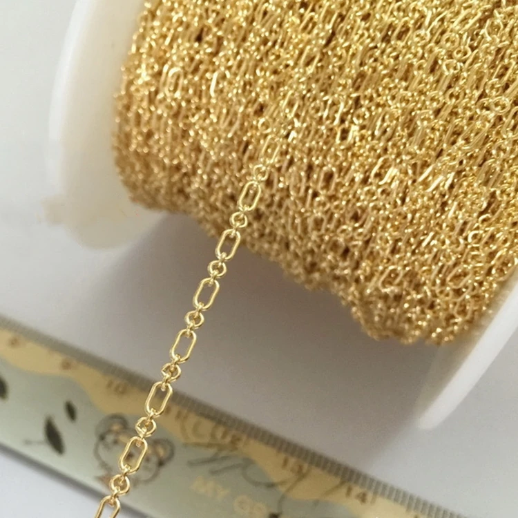 Gold Filled 3+1 Round Cable Rectangular Chain For Jewelry Making