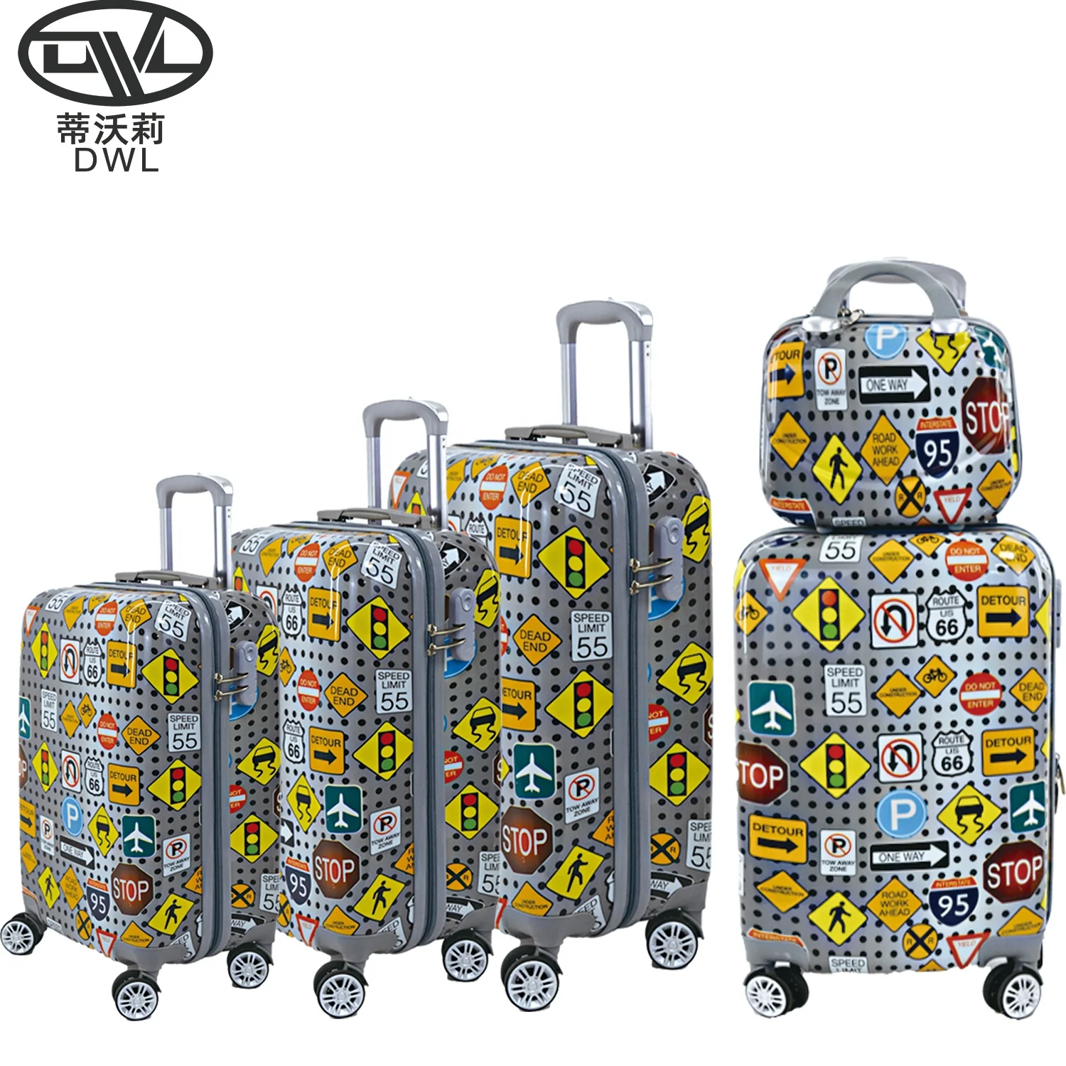 28" Hardside ABS Check-in Spinner Luggage Set with Telescoping Handles and PC Film Printing Travel Companion