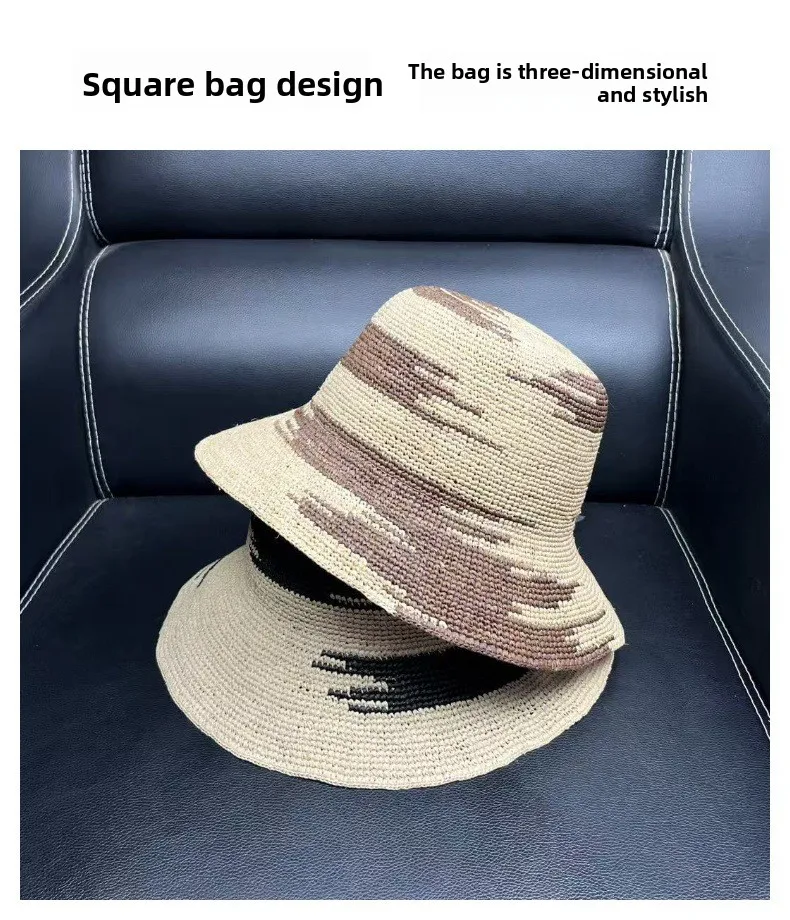 Japanese-style Korean-style Cross-Border Trend Spring 2026 High-end Rafi Grass Tote Bag Handmade Crochet Straw Zipper Polyester