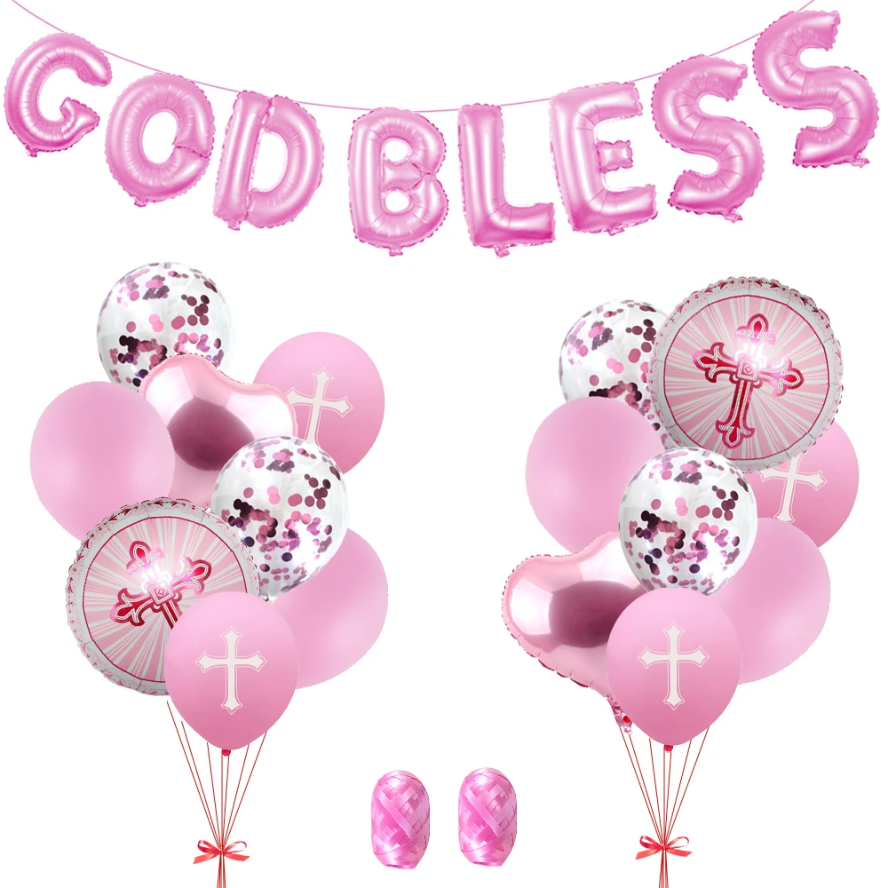 Details about   COMMUNION PINK/Girl BLESSING Tableware & Decorations {Amscan} Banner/Balloon 