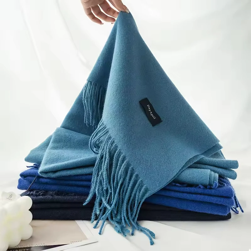 Winter Female Wool Plaid Scarf Cashmere Wide Lattice Long Shawl Warm ...