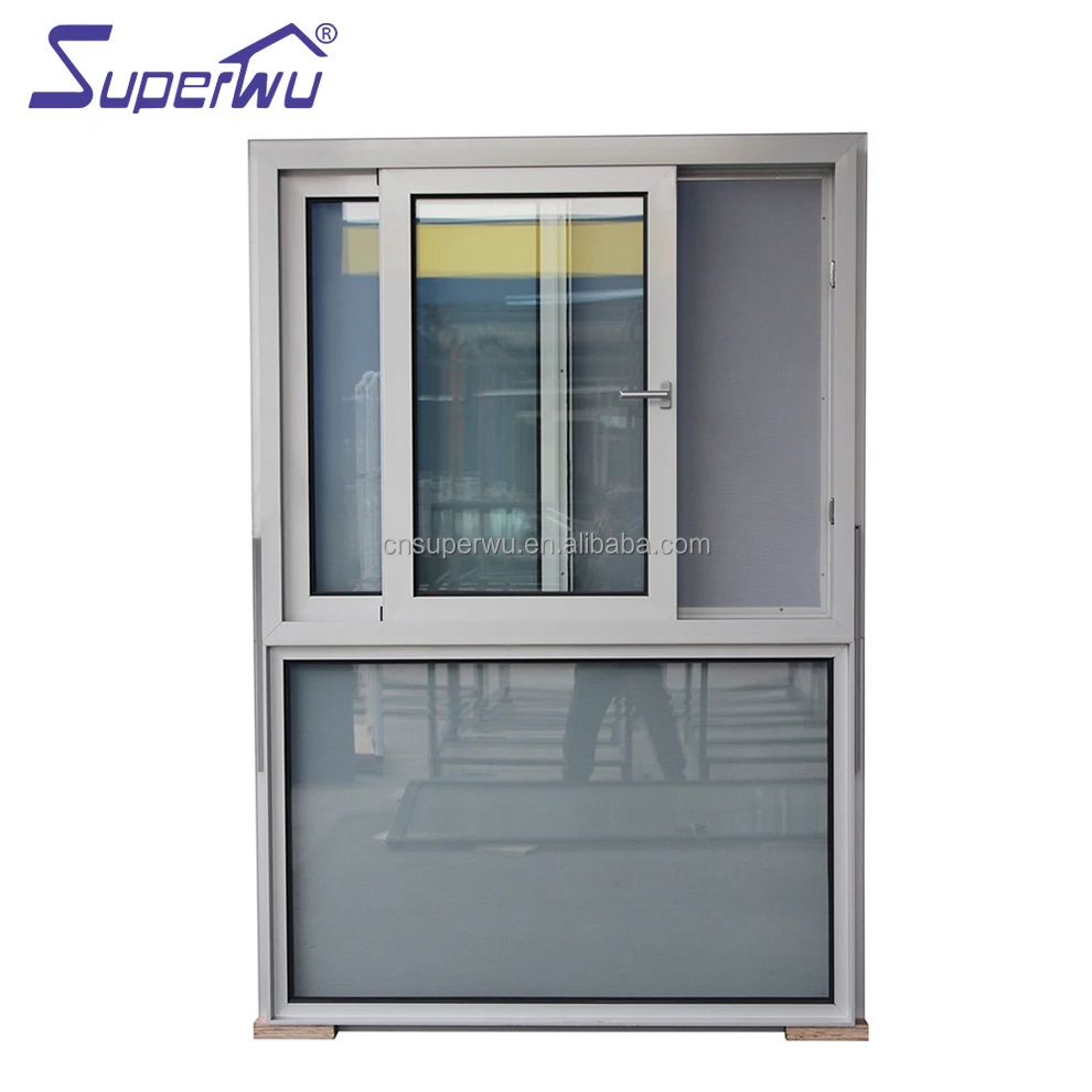 Double Tempered Glass aluminum sliding Window with Grill