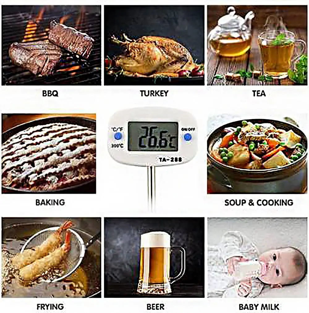 Food Thermometer Digital Thermometer Oven Meat Probe BBQ Cooking Chocolate Water Oil Kitchen Thermometer