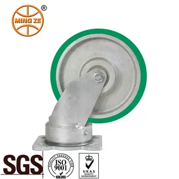Hot Selling European Type Superior Quality Heavy Duty Green 150x42mm PU on Cast Iron Swivel Caster Wheels 600Kg Loading Capacity