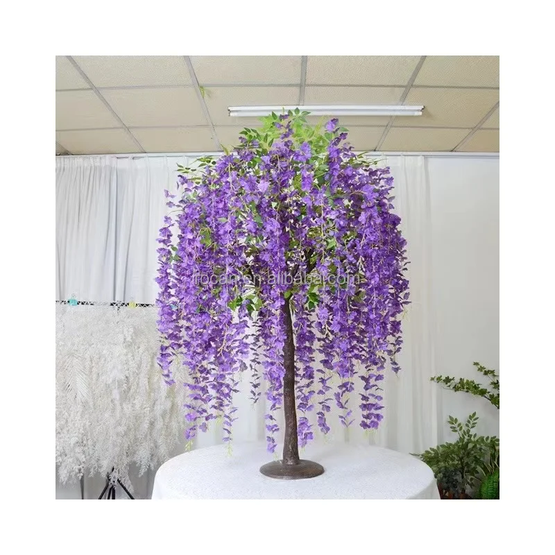 Customized Size 1m Sakura Table Small Big Artificial Red White Pink Plastic Silk Cherry Blossom Tree for Wedding Event Deco
