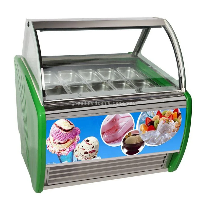 Oem Double Row Gelato Display Freezer Food Grade Ice Cream Refrigerator