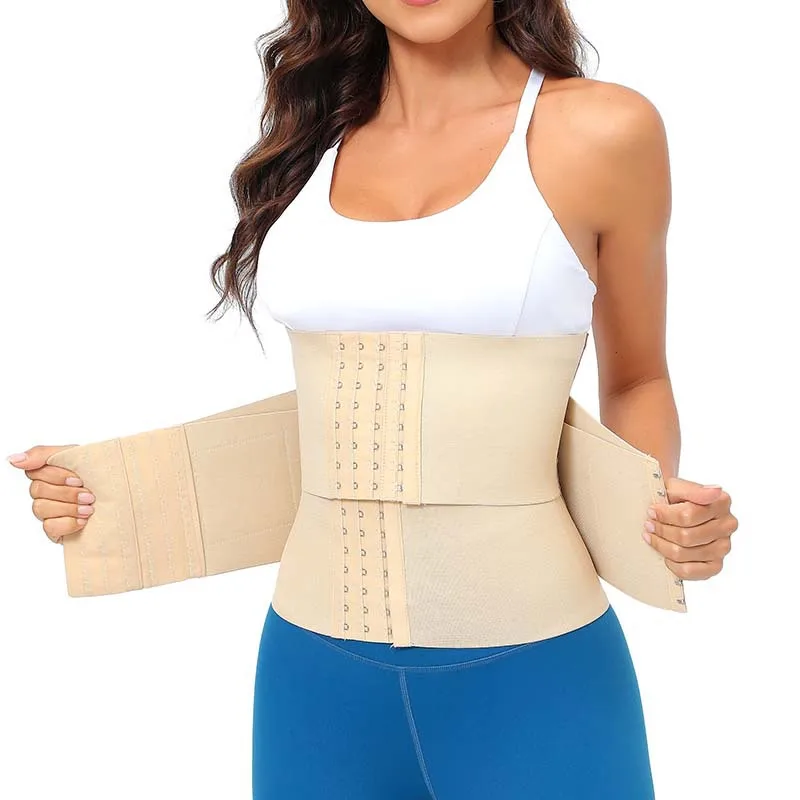 Double Belt Nylon Tummy Tuck Corset Trimmer Plus Size Slim Shapewear Sauna  Sweat Waist Trainer with Breathable Feature