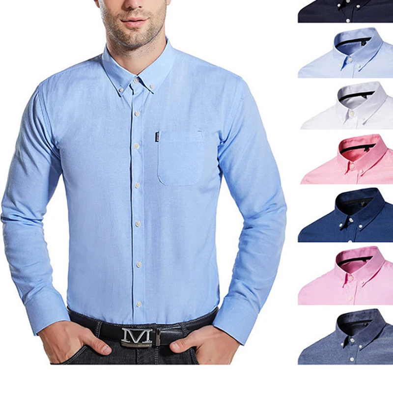 Men's Slim Shirt Long Sleeve Oxford Large Size Casual Summer Button Up Shirt For Men Formal Work Shirts229_voghion.com