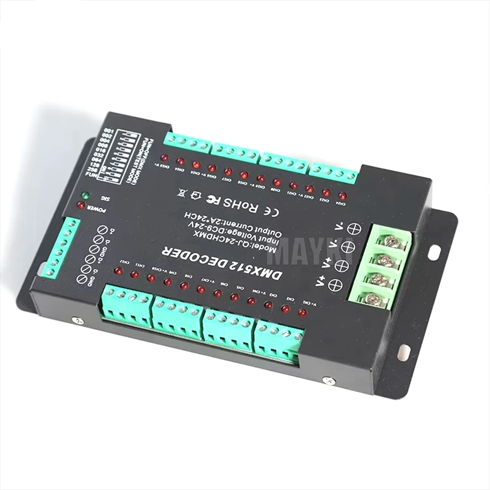 24 Channel DMX Controller DIP Switch DMX512 RGB DMX Decoder for LED Strip LED Lighting 2Ax24CH