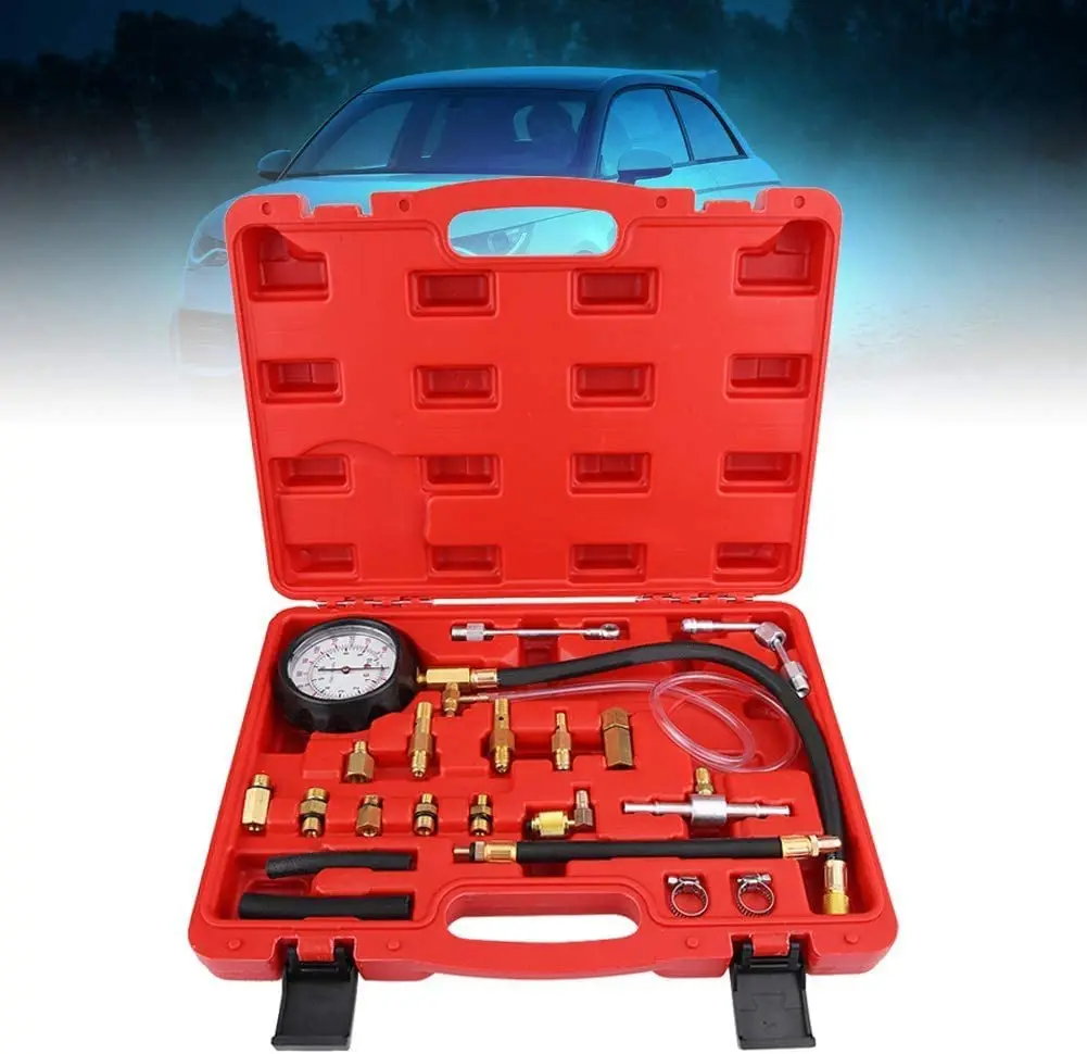 TRIL GEAR 0-140 PSI Fuel Injection Pressure Gauge Tester Test Tool Kit Automotive Fuel Pressure Testers 