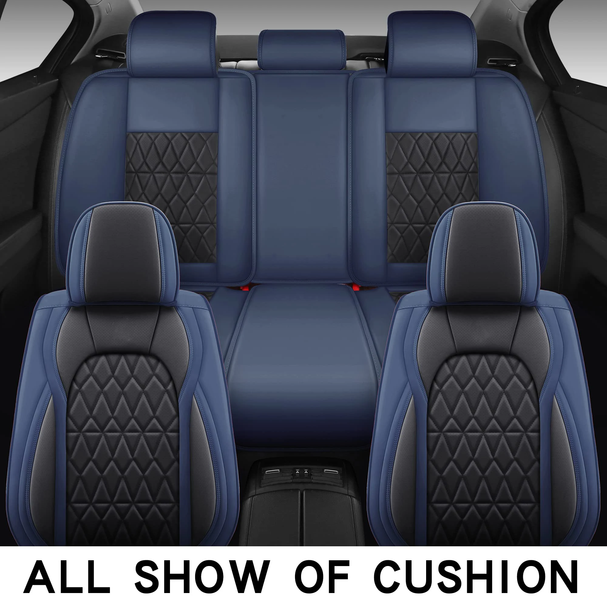 5pcs Car Seat Covers Full Set With Waterproof Leather,Airbag Compatible