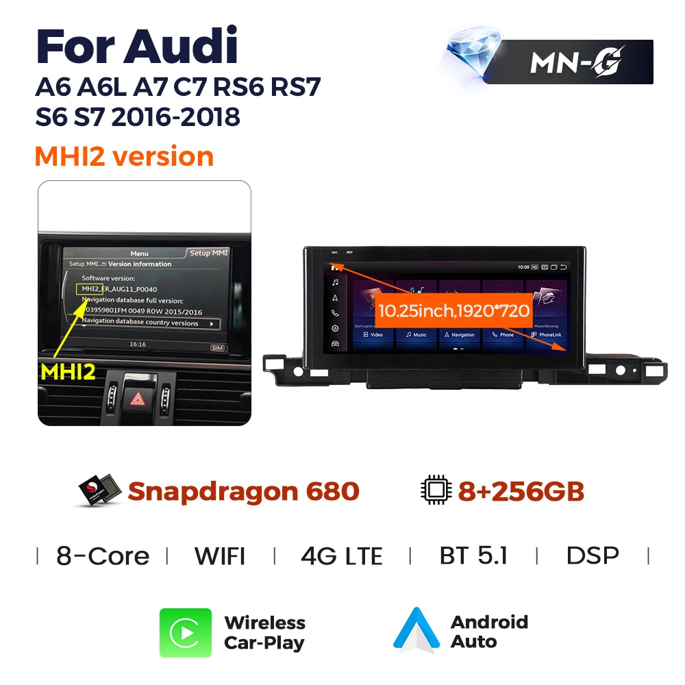Navifly Newest Android Voice Control Car Stereo Touch Screen for Audi A6 A6L A7 C7 RS6 RS7 S6 S7 Car Radio Navigation