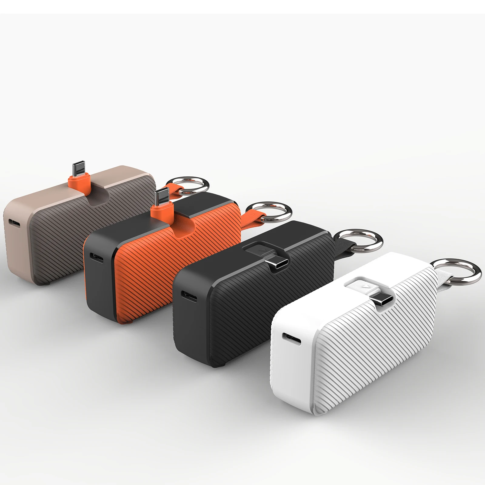 New Portable Key Chain Mini Power Bank 3000-5000 MAh Built-in Cable Type C Mobile Power Supply Pocket Power Station Custom Logo