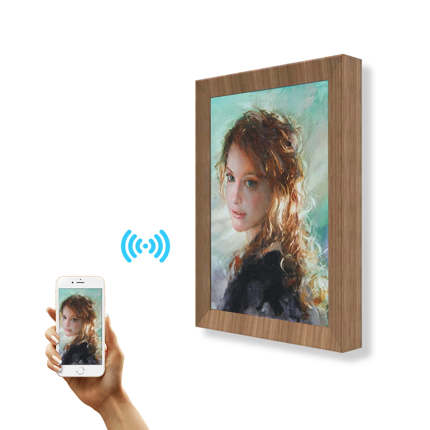 Intelligent Wood Digital Picture Frame with Wifi App NFT Display Crypto  Wallet Video Museum Art Clock & MP3 Audio US Plug