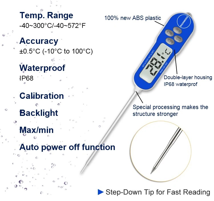 Waterproof IP68 High Accuracy 0.5c Hot Pen Type Good Cook Meat Thermometer  Calibration - China Good Cook Meat Thermometer Calibration, Hot Pen Meat  Thermometer