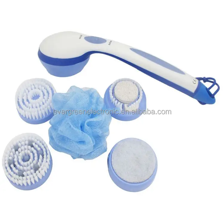 Handheld Massage Body Foot Brush Back Clean Long Handle 5 In 1 Electric Bath Shower Brush