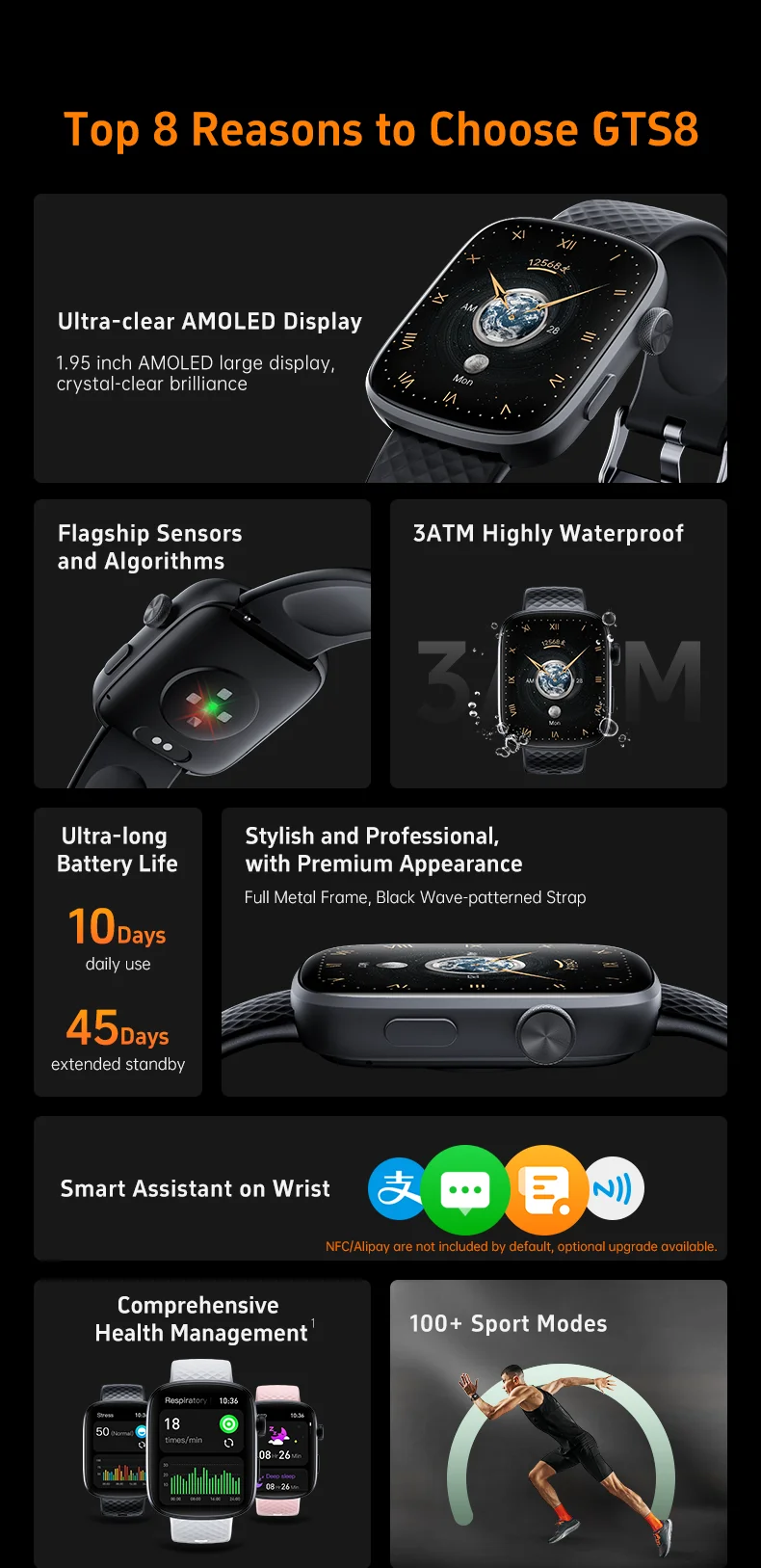Welcome OEM Order, Factory Whole Selling Sanvnet Gts8 Smart Watch 1.95inch Amoled 30m Waterproof Heart Rate Sleep Monitoring Health Smartwatch For Men Women 2026 - Buy Unisex Smart Watch fitness Tracker Smart Watch square Shape Smart Watch ips Screen Smart Watch sleep Tracking Smart Watch square Shape Smart Watch sleep Tracking Smart Watch silica Gel Band Smart Watch 3atm Waterproof Smart Watch