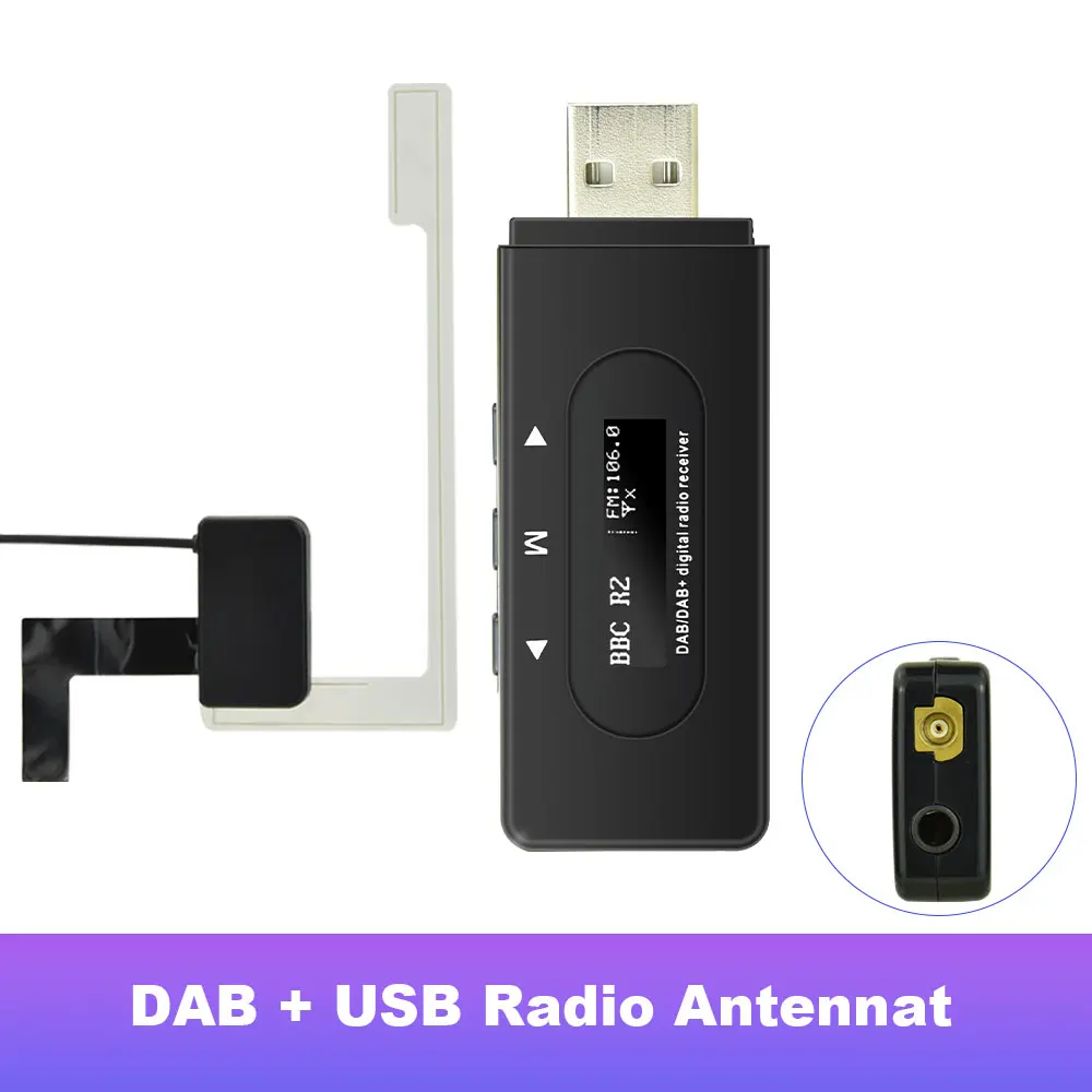 Podofo Dab+ Radio Receiver Fm To Dab Box Usb Adapter Antenna Module For Universal Car Radio Stereo Dab Box Dab Module Dab Antenna For Android Car Radio Dab+