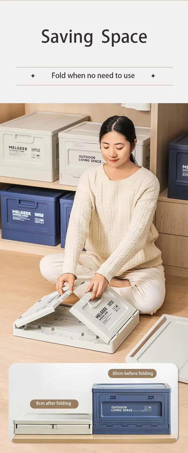 Large Plastic Storage Box with Side Opening Door Injection Technics Rectangle Shape for Car Trunk Camping Toy Storage details