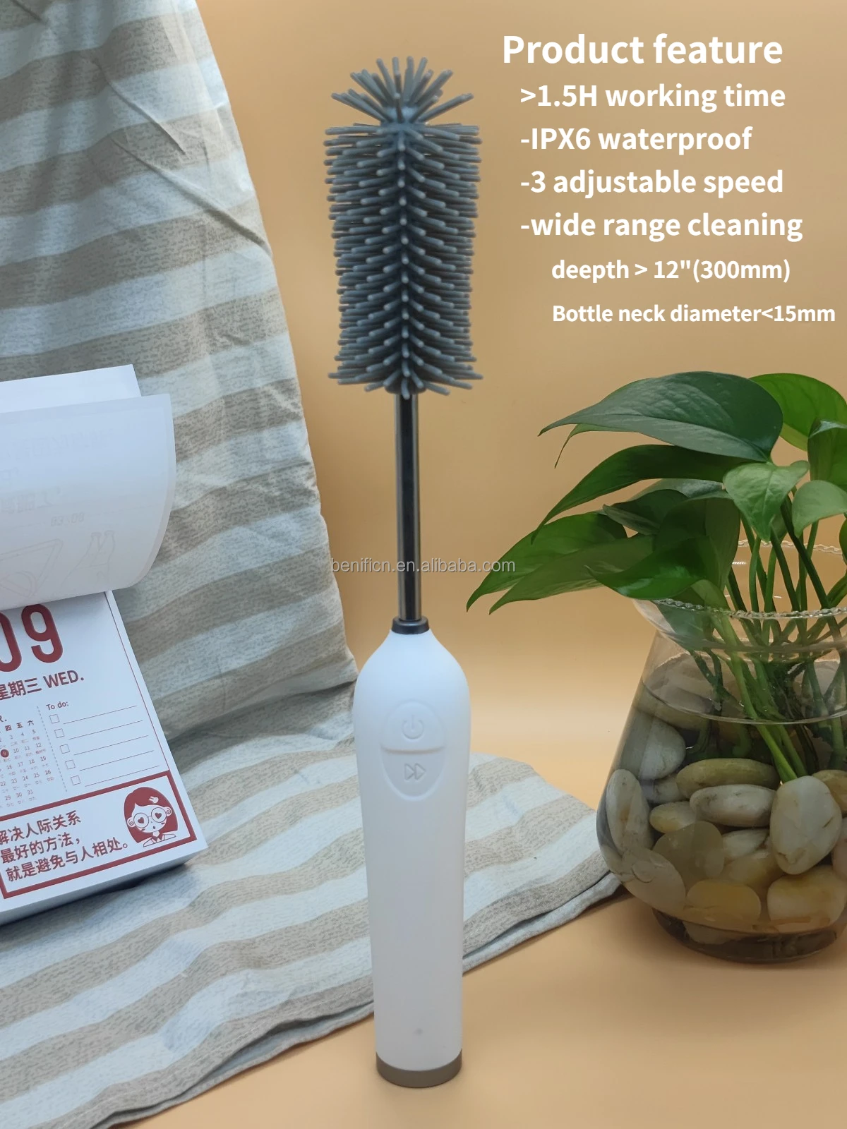 Water Bottles Cleaning Brush With Long Handle Rechargeable Bottle