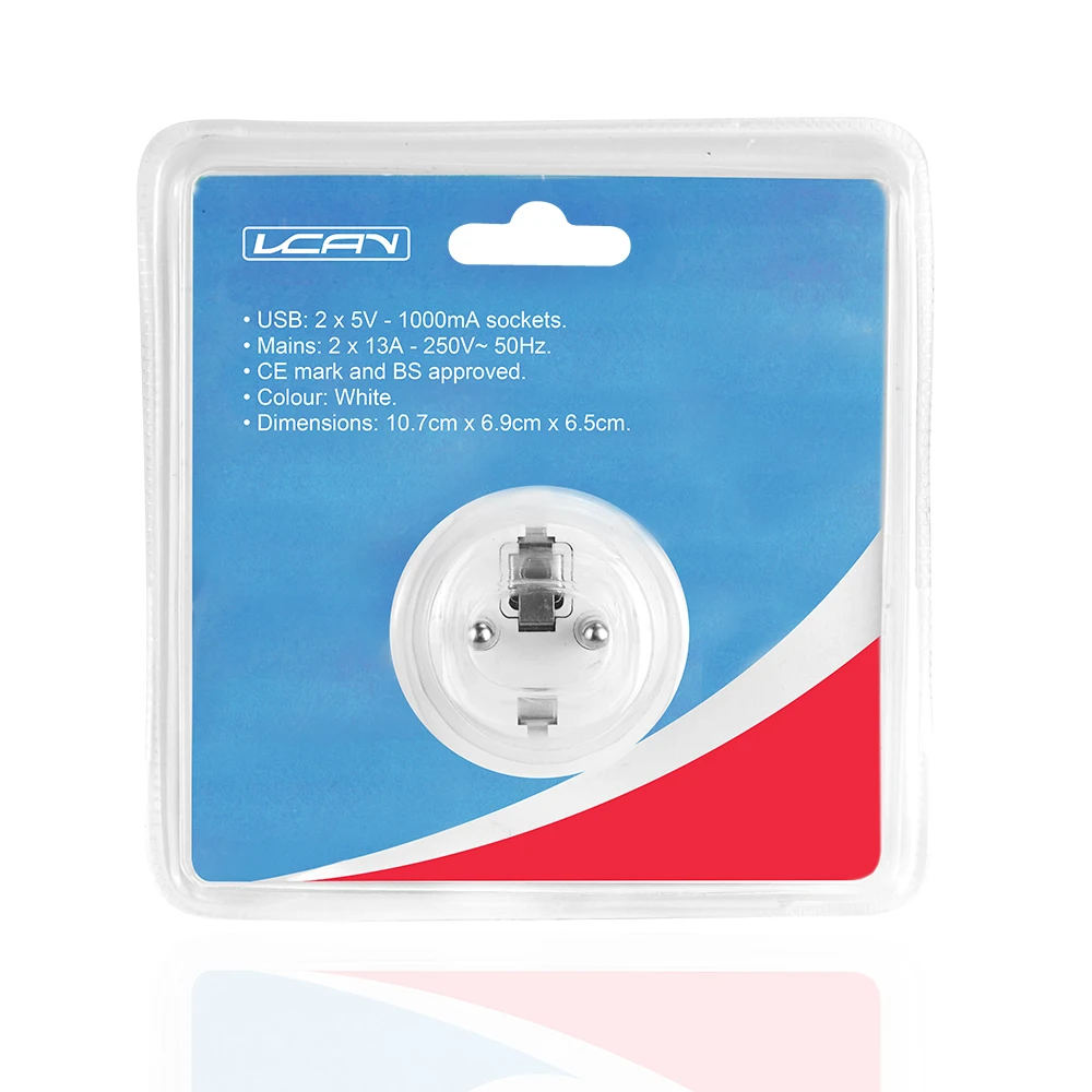 2 Pin EU to 3 Pin UK Plug Universal International  Travel Socket 2 Way European UK Travel Adapter with 2 USB Ports