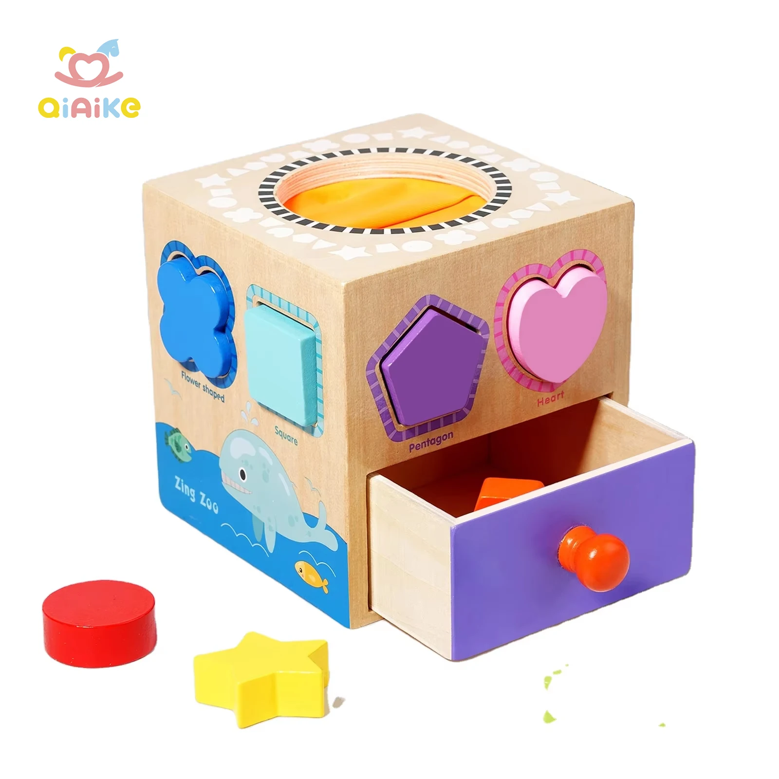 Montessori Color S Sorting Game Early Educational Wooden Square Coin Box Mainan Bayi Bersertifikat EN71