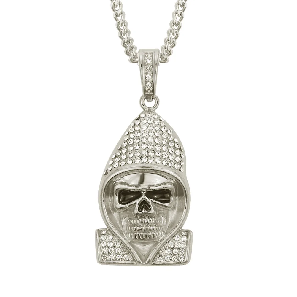 Hip Hop Dollar Pendant Necklace Crystal Rhinestone Bling Chain Necklace  Women Men Rapper Jewelry