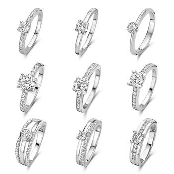2022 Fashion Custom Sterling Silver Moissanite Rings Diamond Wedding Jewelry 925 Sterling Silver Ring For Women Wedding