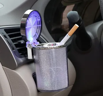 Car Ashtray with LED Light Cup Shaped Car Ashtray Colorful Ashtray with Color Box