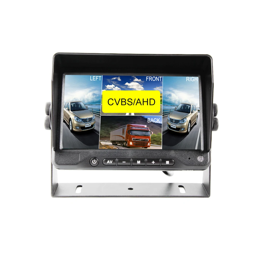 Proveedores de fábrica Accesorios para automóviles Ayuda para inversión 12V 24V Pantalla LCD digital AHD Monitor cuádruple 7