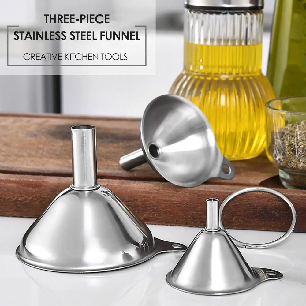 Pack Funnel, Stainless Steel Kitchen Funnels With Removable Strainer