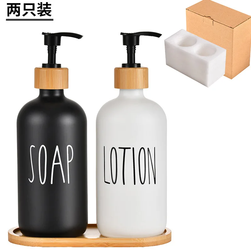 product 500ml black and white hand sanitizer glass bottle body wash dispenser bottle press dispenser empty bottle-57