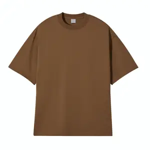 Trendy Oversized 245g Pure Cotton Half-Sleeve Drop Shoulder Solid Loose Double Men T-Shirt