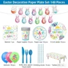Juego de platos de papel para decoración de Pascua, 148 piezas